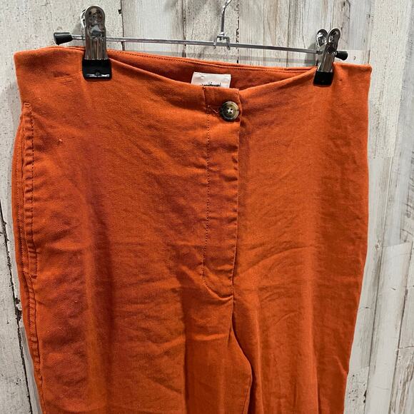 Aritzia Wilfred Cherice Italian Linen Blend Orange Slim Cigarette Pants Size 10 - Picture 2 of 10